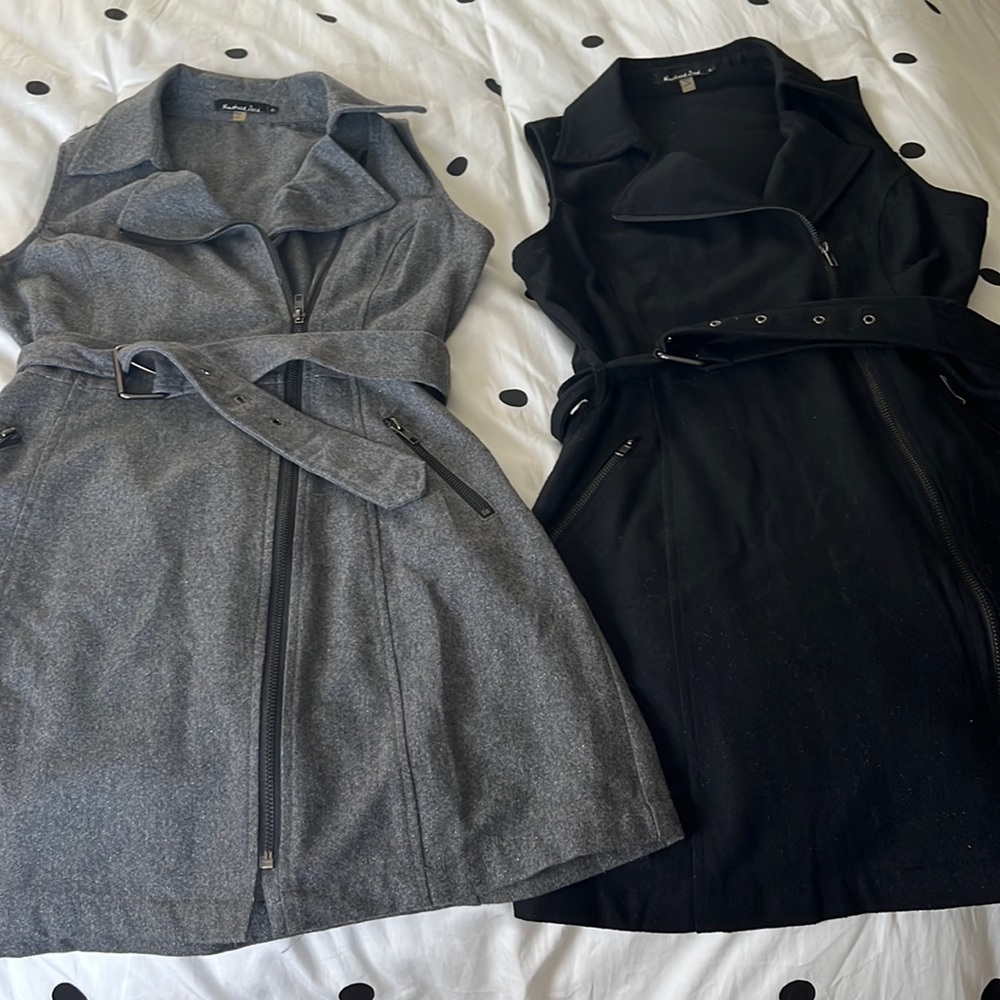 Black and grey wool like dresses.